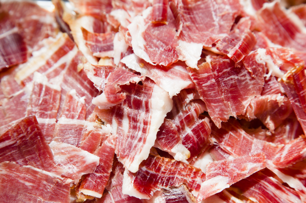 Tasty spanish ham background.