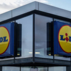 PENZANCE, UNITED KINGDOM - OCTOBER 24: The Lidl logo is displayed inside a branch of the supermarket retailer Lidl on October 24, 2022 in Cornwall, England. The UK is currently facing a cost of living crisis, as inflation hits a near-30-year high, the war in Ukraine puts pressure on food prices and rising energy bills squeeze household incomes still further. To add to the misery, many UK households face a further rises in home energy prices as energy price caps are raised.The British retailer, founded in 1869, is one of the largest market leaders of groceries in the UK. (Photo by Matt Cardy/Getty Images